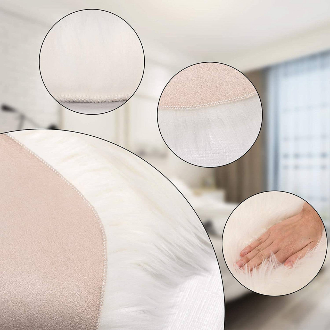 24goodz Faux Sheepskin Long Hair Throw Blanket - Soft and Cozy - Polyester - For Home and Office - White 60x180cm - ws