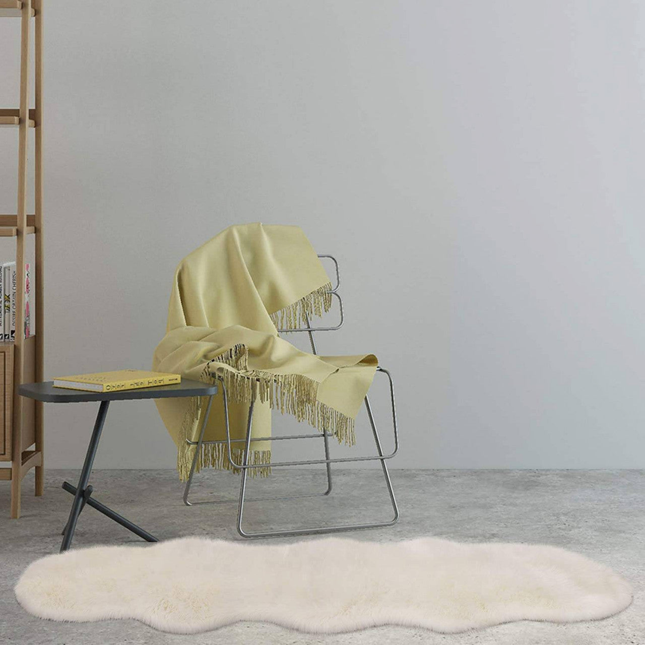 24goodz Faux Sheepskin Long Hair Throw Blanket - Soft and Cozy - Polyester - For Home and Office - White 60x180cm - ws
