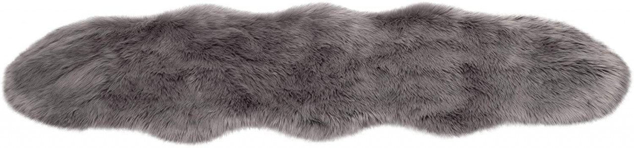 24goodz Plush Imitation Lambskin Rug - Soft and Cozy - Polyester - For Home and Office - Light Grey - hgr