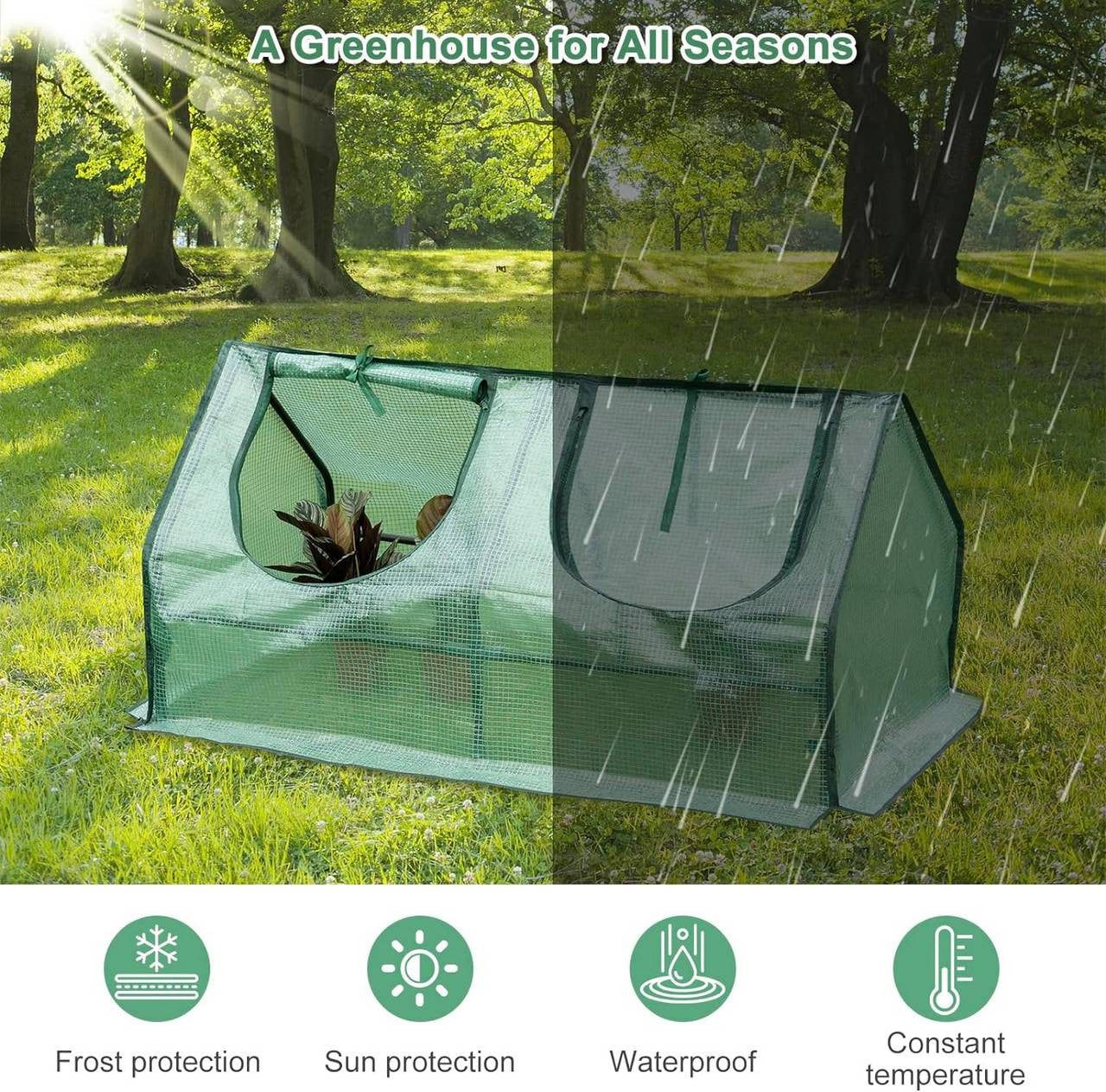 24goodz Mini Greenhouse - Optimal Climate for Plants - Durable and Sturdy - Steel Frame - For Garden Enthusiasts - 120 x 60 x 60 cm - White