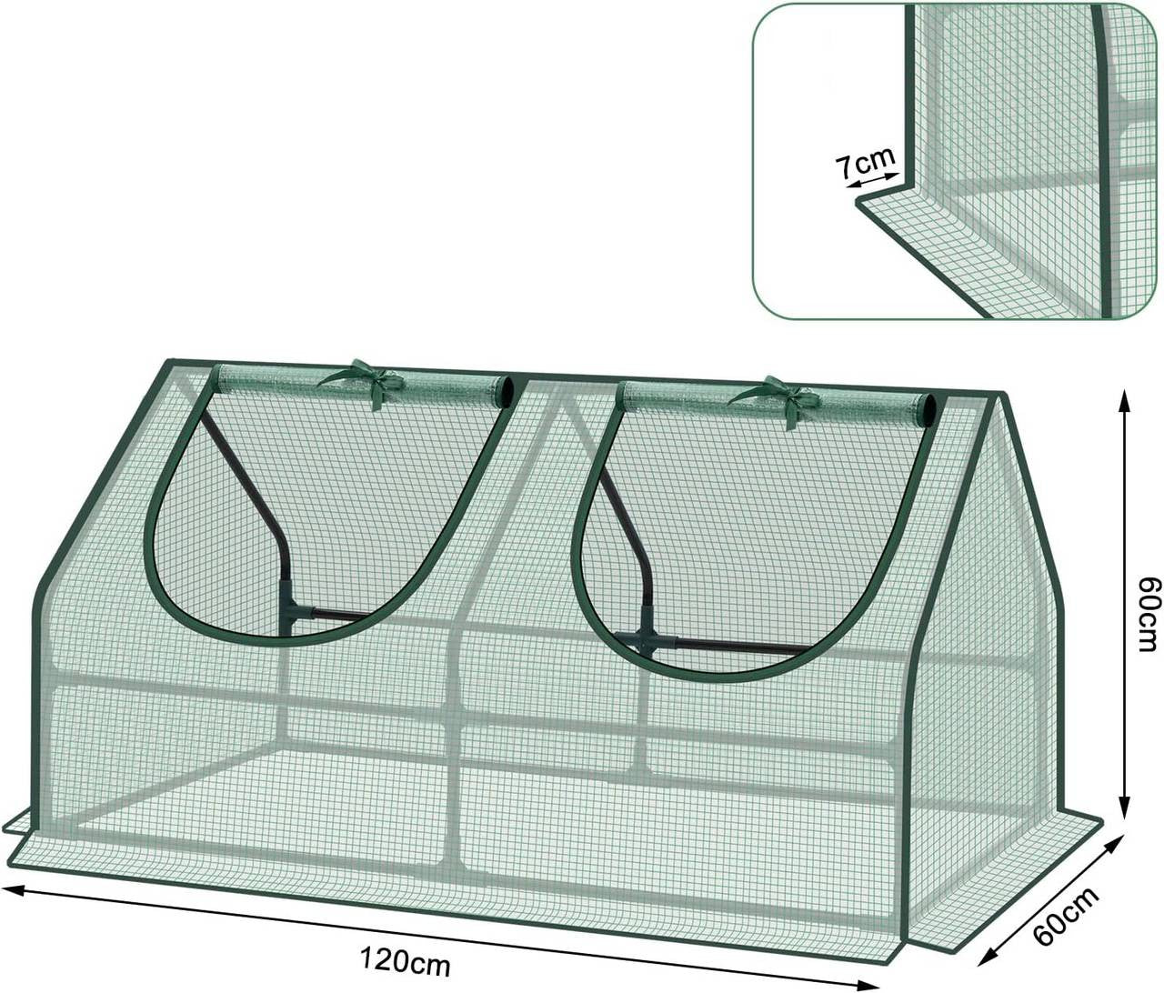 24goodz Mini Greenhouse - Optimal Climate for Plants - Durable and Sturdy - Steel Frame - For Garden Enthusiasts - 120 x 60 x 60 cm - White