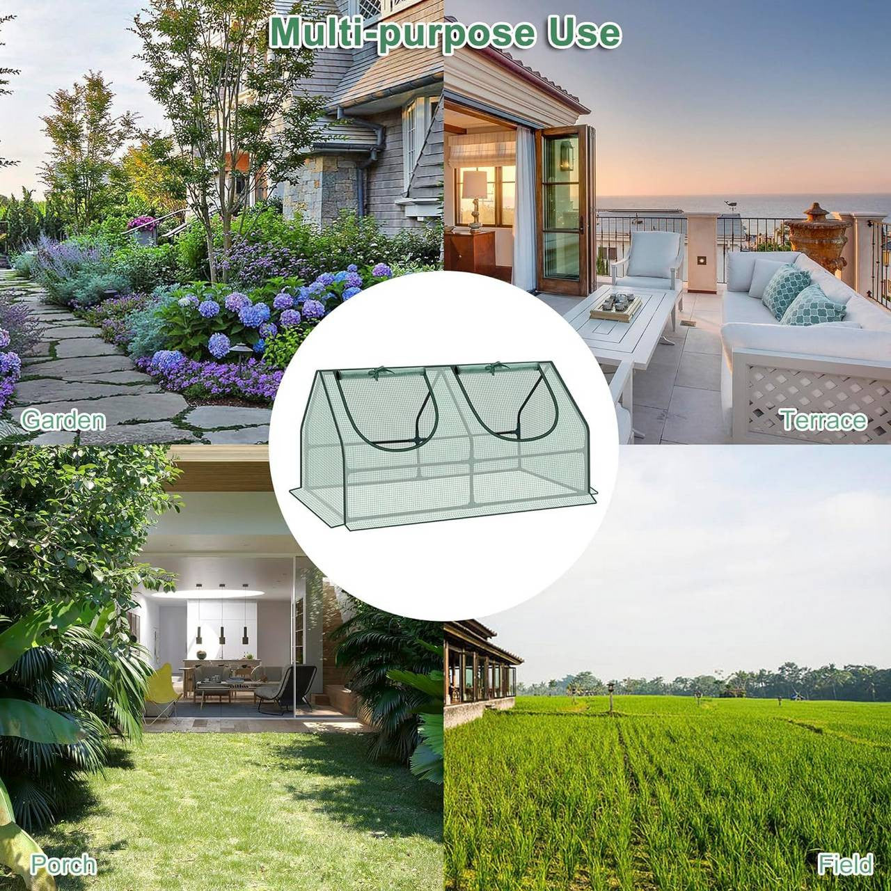 24goodz Mini Greenhouse - Optimal Climate for Plants - Durable and Sturdy - Steel Frame - For Garden Enthusiasts - 120 x 60 x 60 cm - White