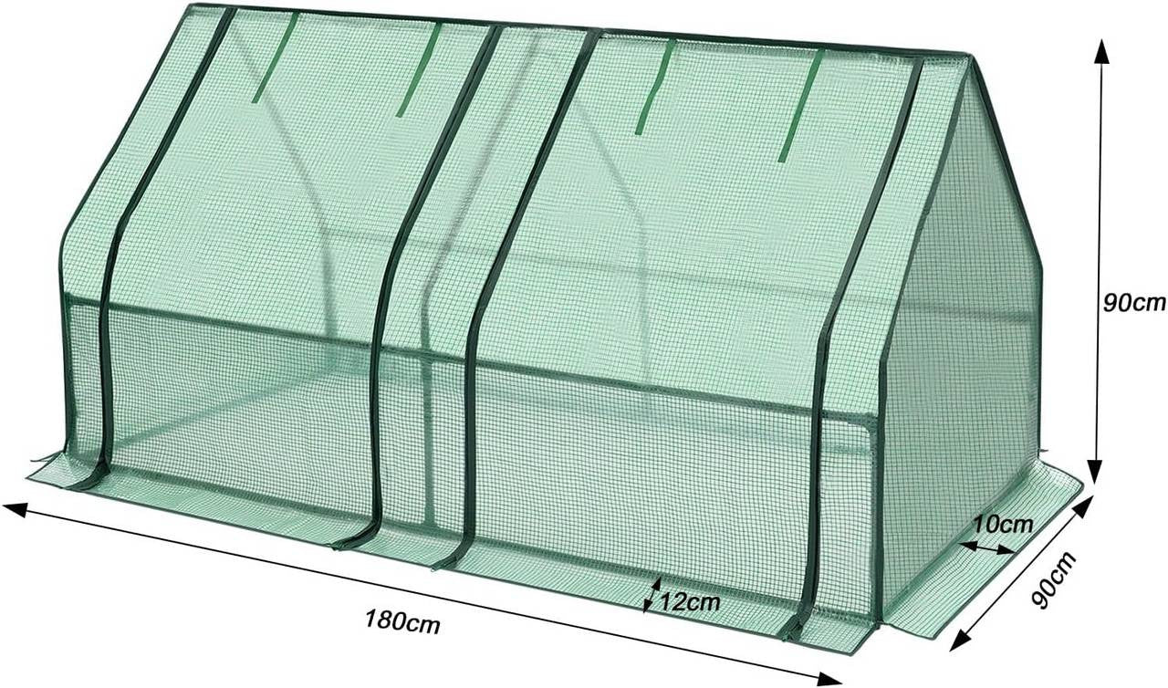 24goodz Mini Greenhouse - Optimal Climate for Plants - Durable and Stable - Steel Frame - For Gardening Enthusiasts - 180 x 90 x 90 cm - White