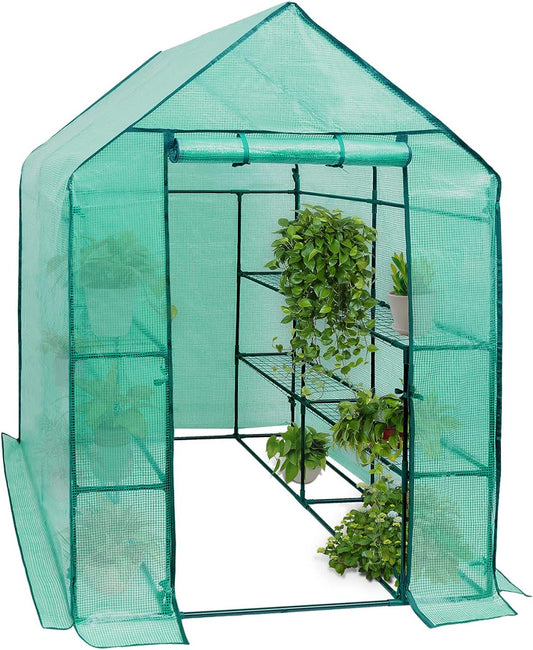 24goodz Greenhouse - Ideal Plant Protection - Durable PE Material - For Garden Lovers - 143x143x195 cm - White/Green - gn