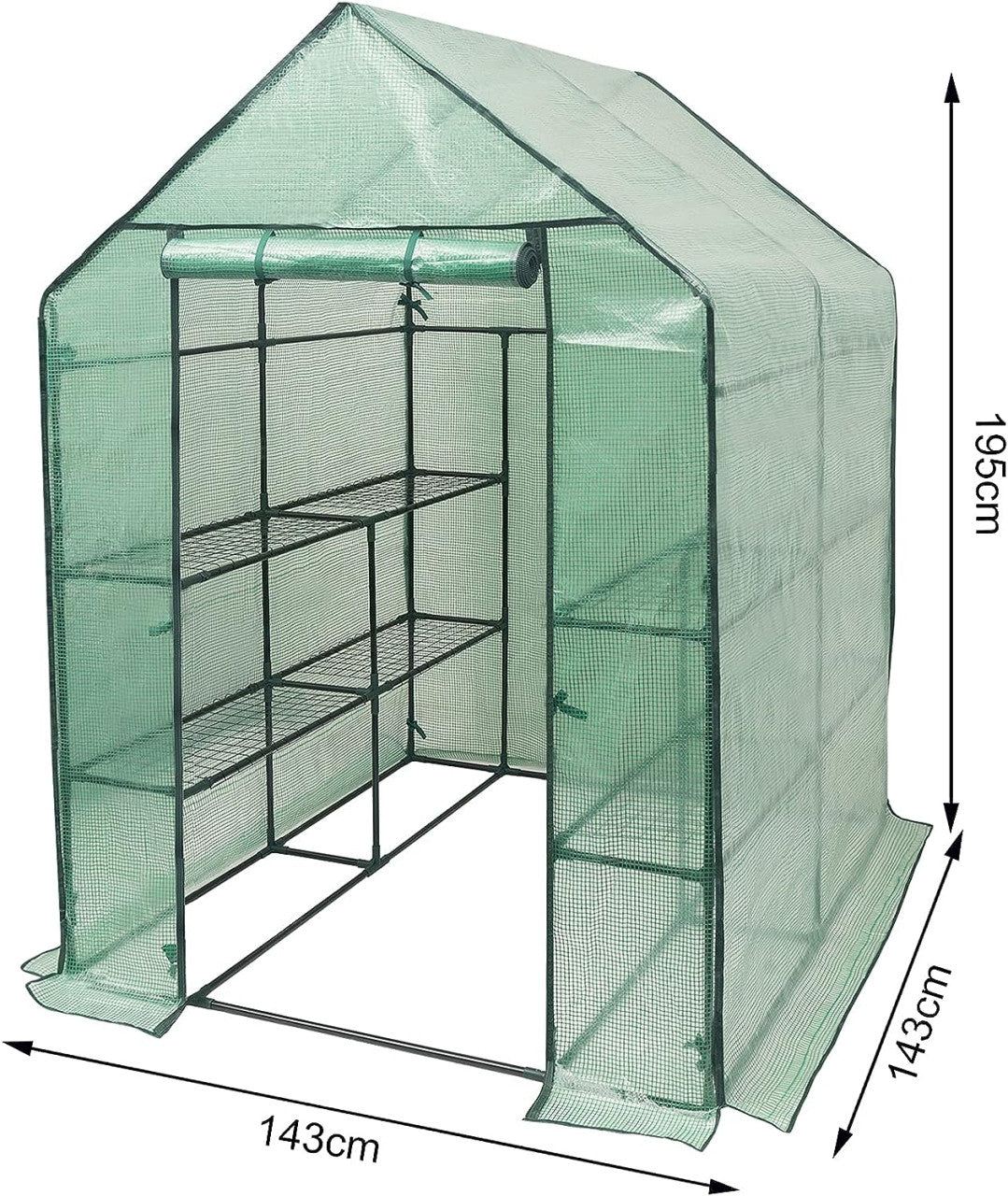24goodz Greenhouse - Ideal Plant Protection - Durable PE Material - For Garden Lovers - 143x143x195 cm - White/Green - gn