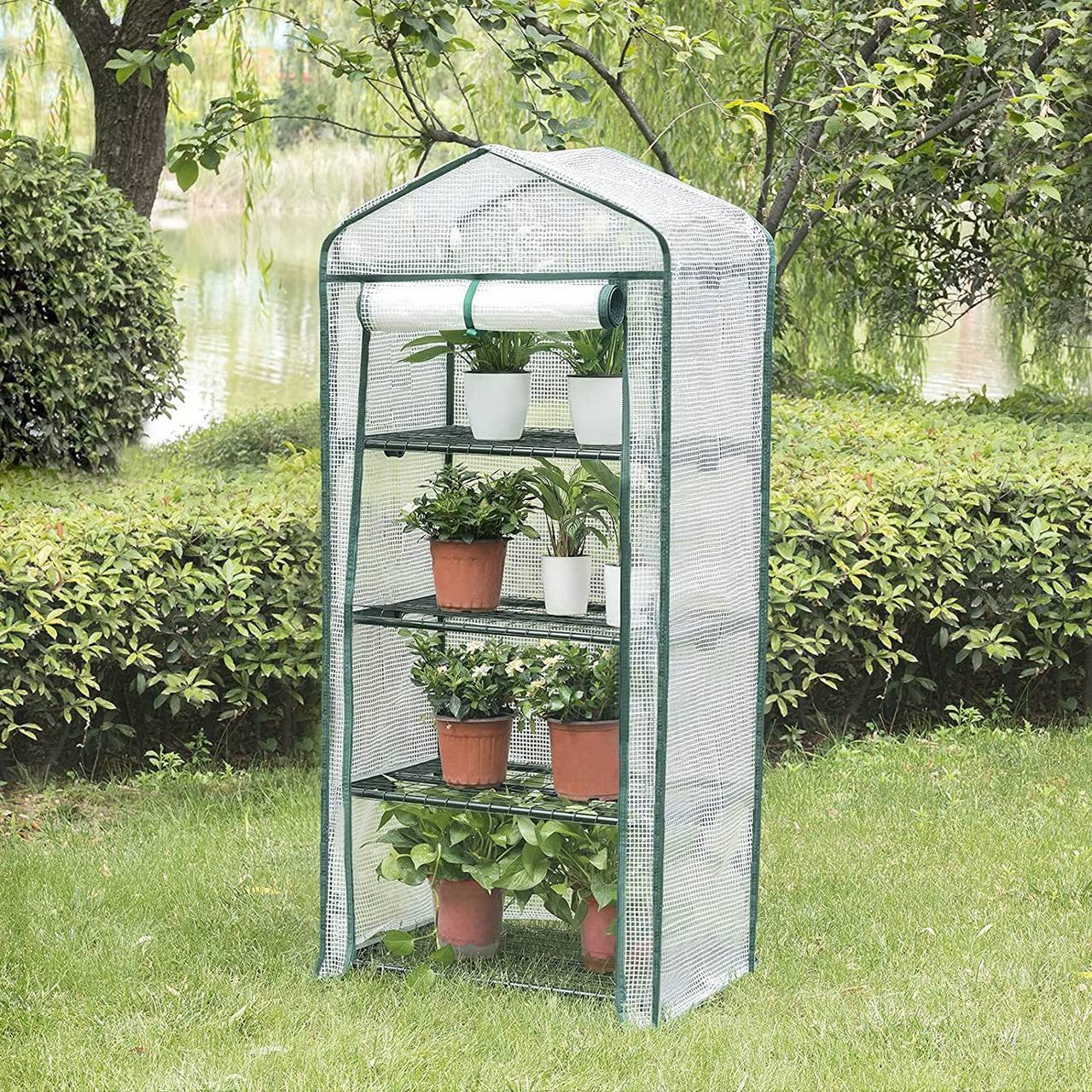 24goodz Mini Greenhouse - Durable & Stable - PE Mesh - For Garden Enthusiasts - White/Green 69x49x158cm - ws