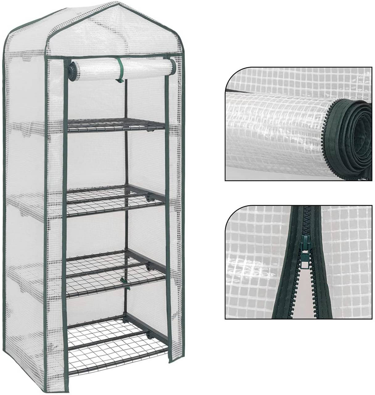 24goodz Mini Greenhouse - Durable & Stable - PE Mesh - For Garden Enthusiasts - White/Green 69x49x158cm - ws