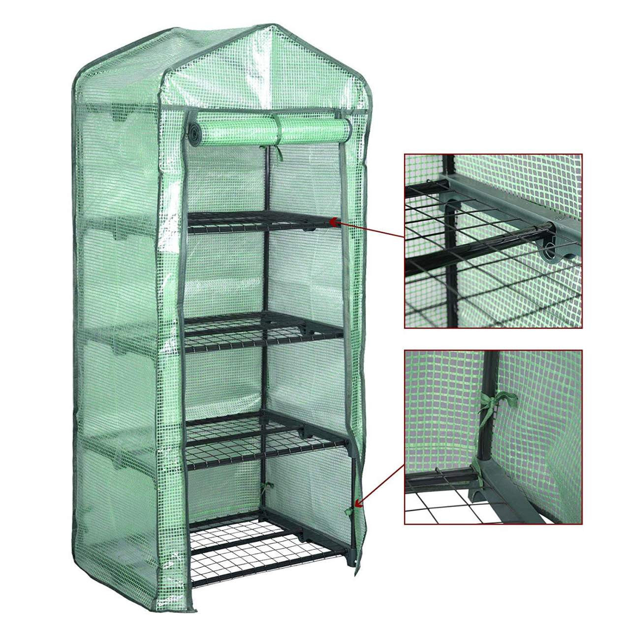 24goodz Mini Greenhouse - Durable and Stable - Waterproof PE Material - For Garden Enthusiasts - White/Green 69x49x158 cm - gn