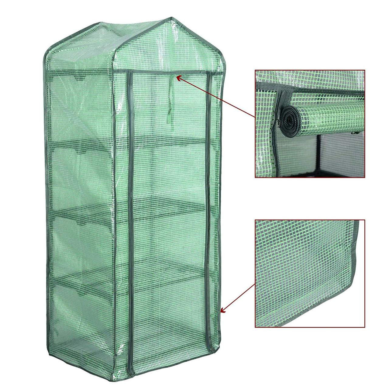 24goodz Mini Greenhouse - Durable and Stable - Waterproof PE Material - For Garden Enthusiasts - White/Green 69x49x158 cm - gn