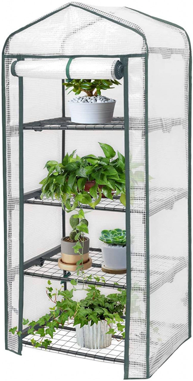 24goodz Mini Greenhouse - Durable & Stable - PE Mesh - For Garden Enthusiasts - White/Green 69x49x158cm - ws