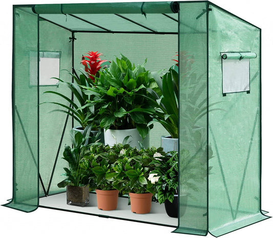 24goodz Greenhouse PE Semi-Transparent - Protects Plants from Weather - Easy Assembly - PE - For Garden Lovers - 200 x 77 x 146/169 cm - Green - gn