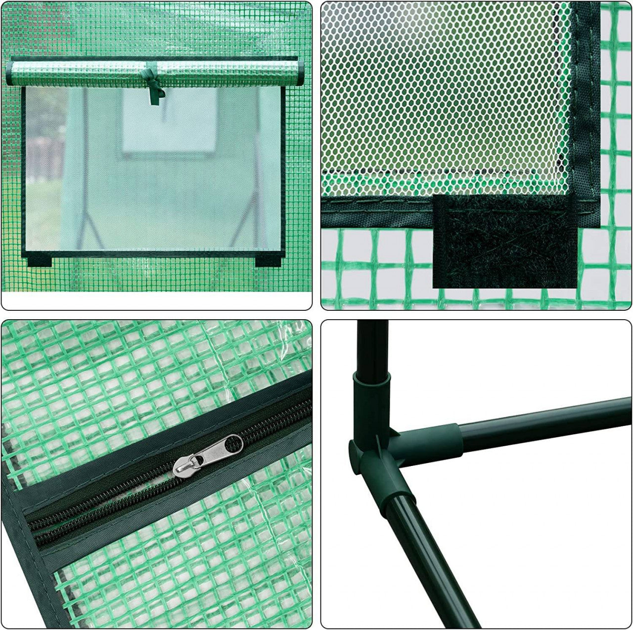 24goodz Greenhouse PE Semi-Transparent - Protects Plants from Weather - Easy Assembly - PE - For Garden Lovers - 200 x 77 x 146/169 cm - Green - gn