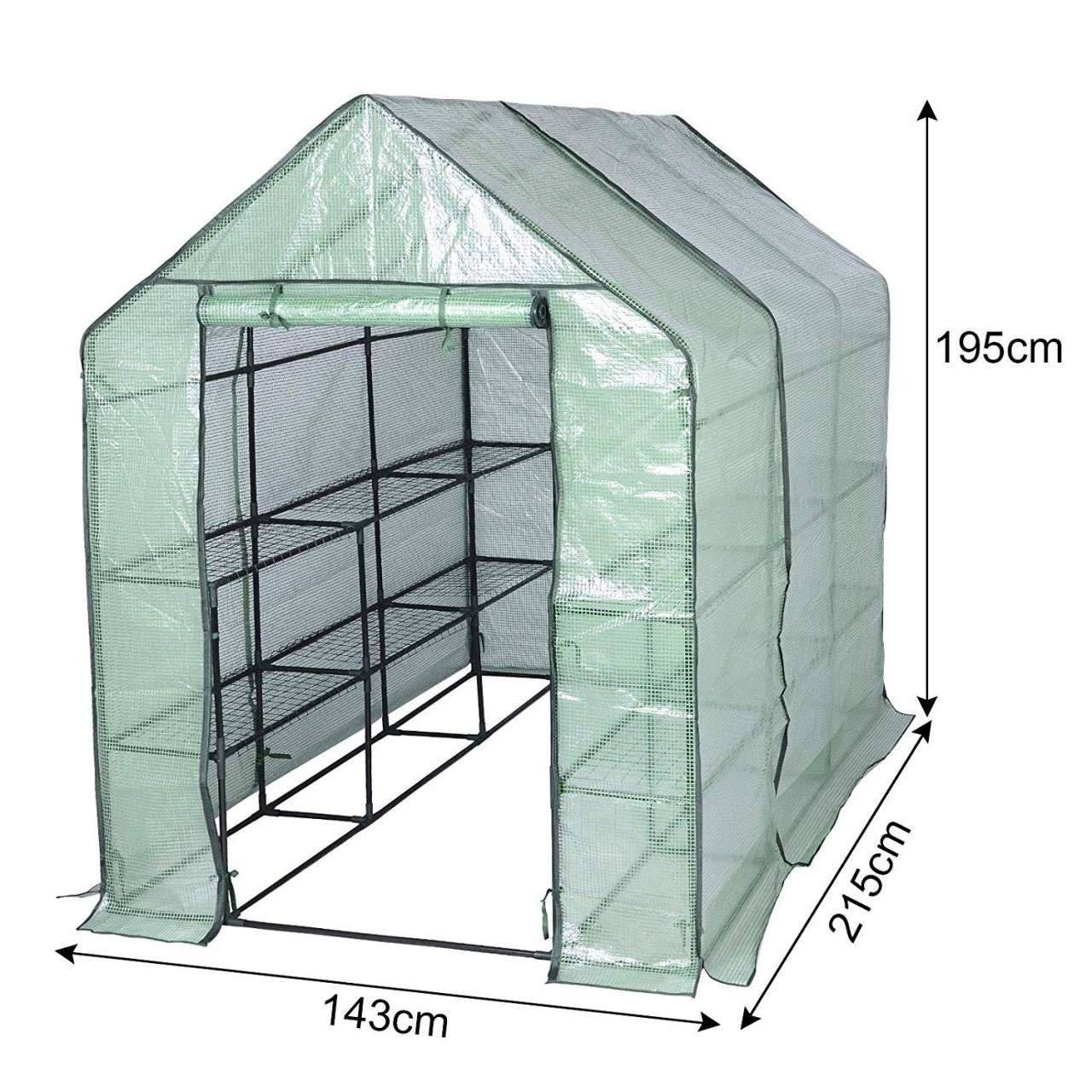24goodz Greenhouse - Perfect Growing Environment - Easy to Assemble - PVC and Steel - For Garden Enthusiasts - White/Green 143x215x195 cm - gn