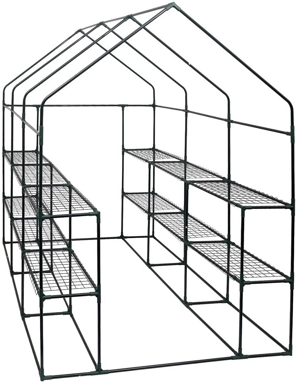24goodz Greenhouse 143x215x195 cm - Perfect for Growing Plants - UV-Resistant PVC - For Garden Enthusiasts - White/Green - ws