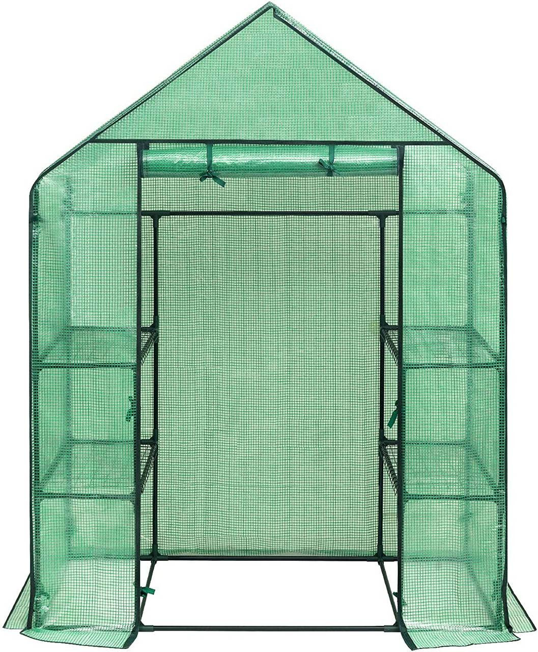 24goodz Greenhouse 143x73x195cm - Perfect for Plant Growth - Easy to Assemble - UV-Resistant PE Fabric - For Garden Enthusiasts - White/Green - gn