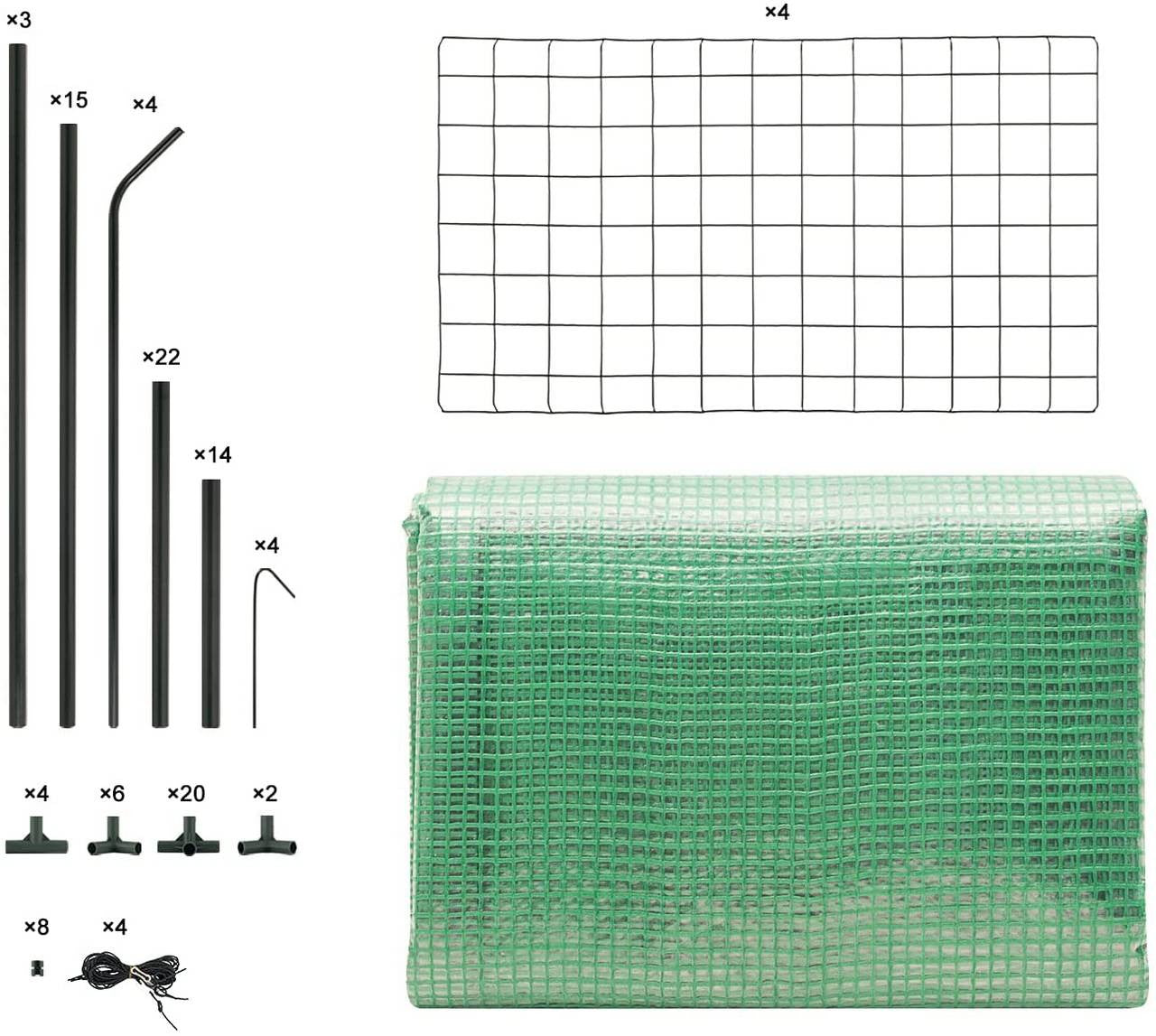 24goodz Greenhouse 143x73x195cm - Perfect for Plant Growth - Easy to Assemble - UV-Resistant PE Fabric - For Garden Enthusiasts - White/Green - gn