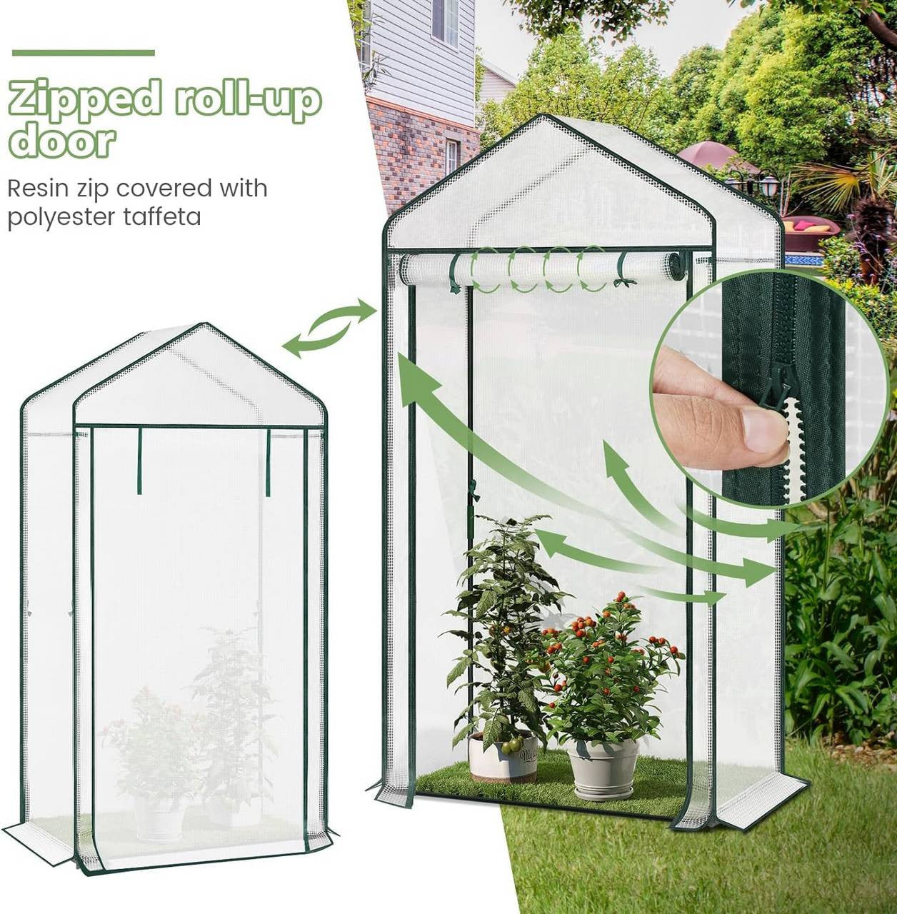 24goodz Greenhouse - Optimal Climate for Plants - Durable and Stable - Steel Frame - For Garden Enthusiasts - White