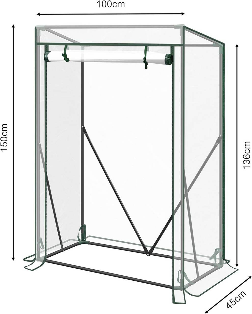24goodz Transparent PVC Greenhouse - Perfect Growing Environment - Easy to Assemble - PVC - For Gardening Enthusiasts - 100x50x150/136 cm - tp