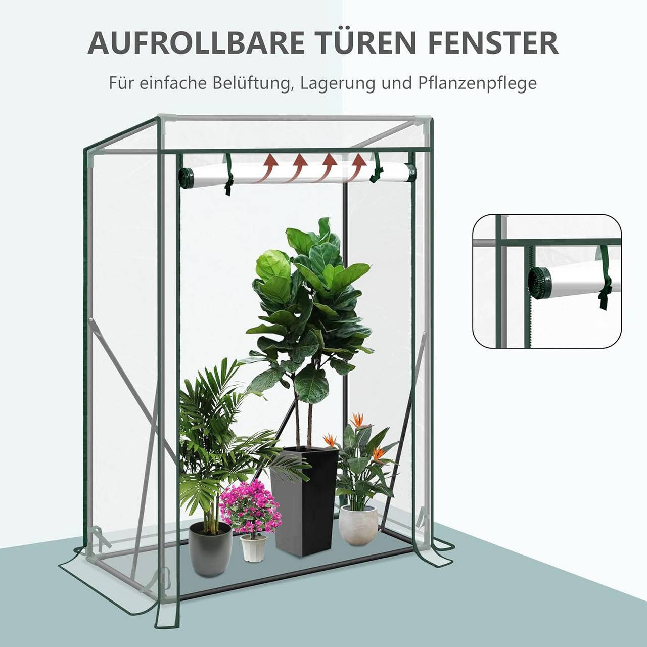 24goodz Transparent PVC Greenhouse - Perfect Growing Environment - Easy to Assemble - PVC - For Gardening Enthusiasts - 100x50x150/136 cm - tp