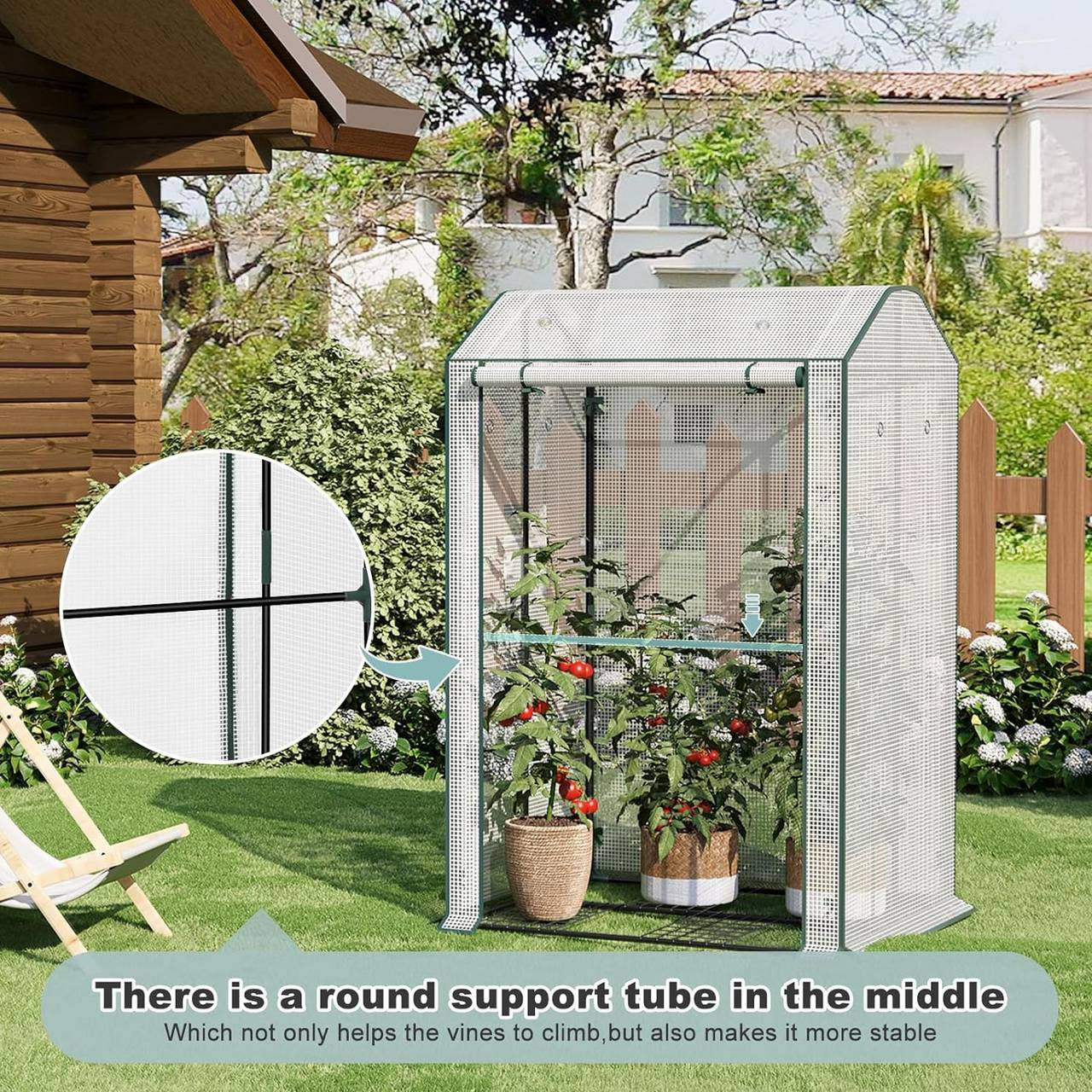 24goodz Mini Greenhouse with Ventilation Windows - Optimal Climate for Plants - Durable and Stable - Steel Frame - For Gardening Enthusiasts - White