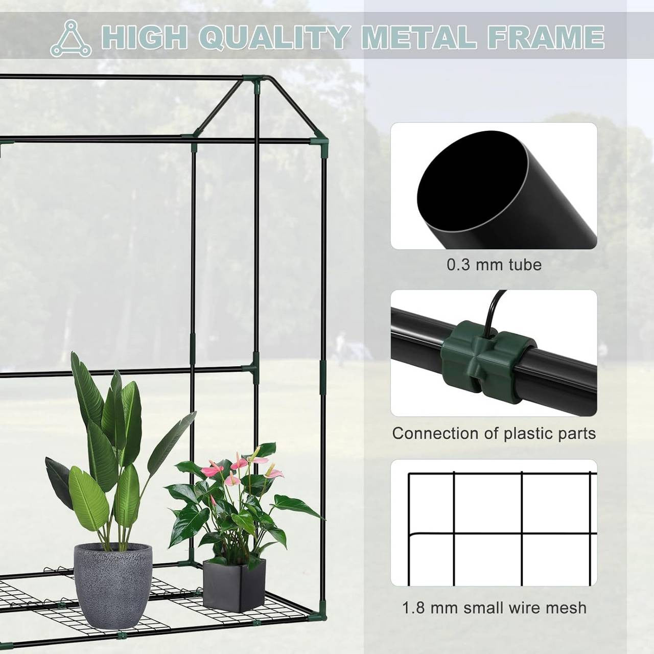 24goodz Mini Greenhouse with Ventilation Windows - Optimal Climate for Plants - Durable and Stable - Steel Frame - For Gardening Enthusiasts - White