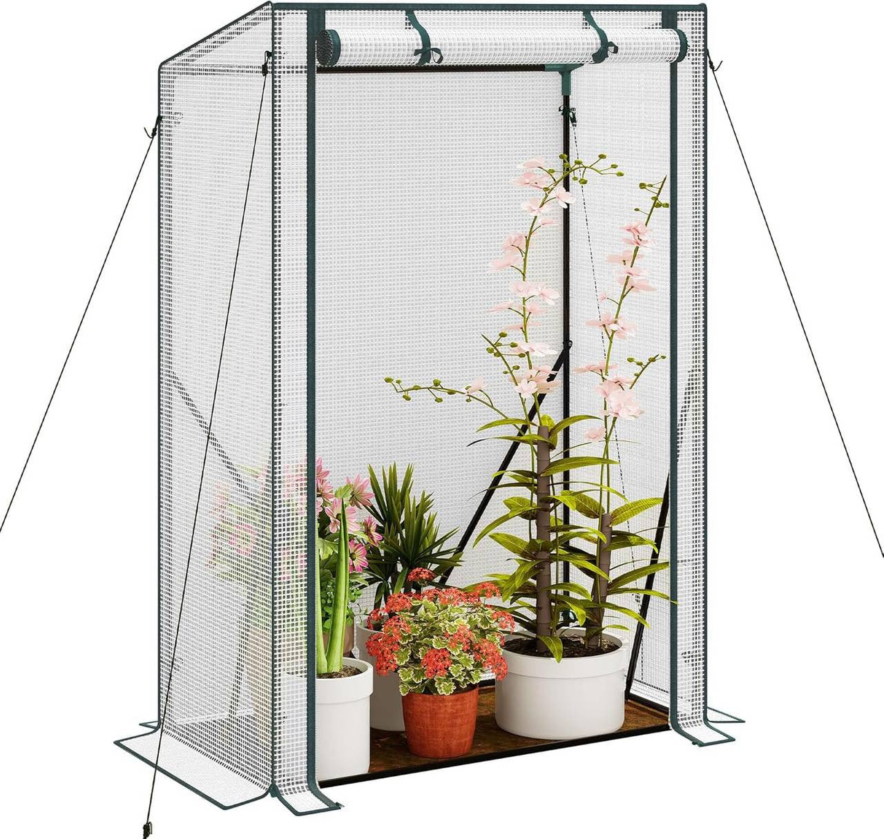 24goodz Mini Greenhouse - Weatherproof Protection - Easy Assembly - Steel and PE - For Garden Enthusiasts - White - ws
