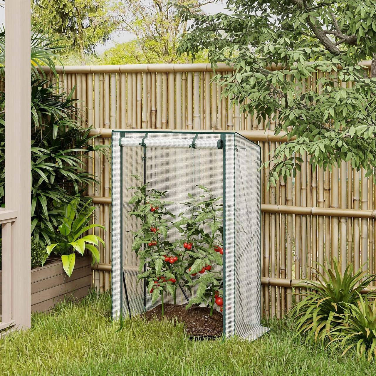 24goodz Mini Greenhouse - Weatherproof Protection - Easy Assembly - Steel and PE - For Garden Enthusiasts - White - ws