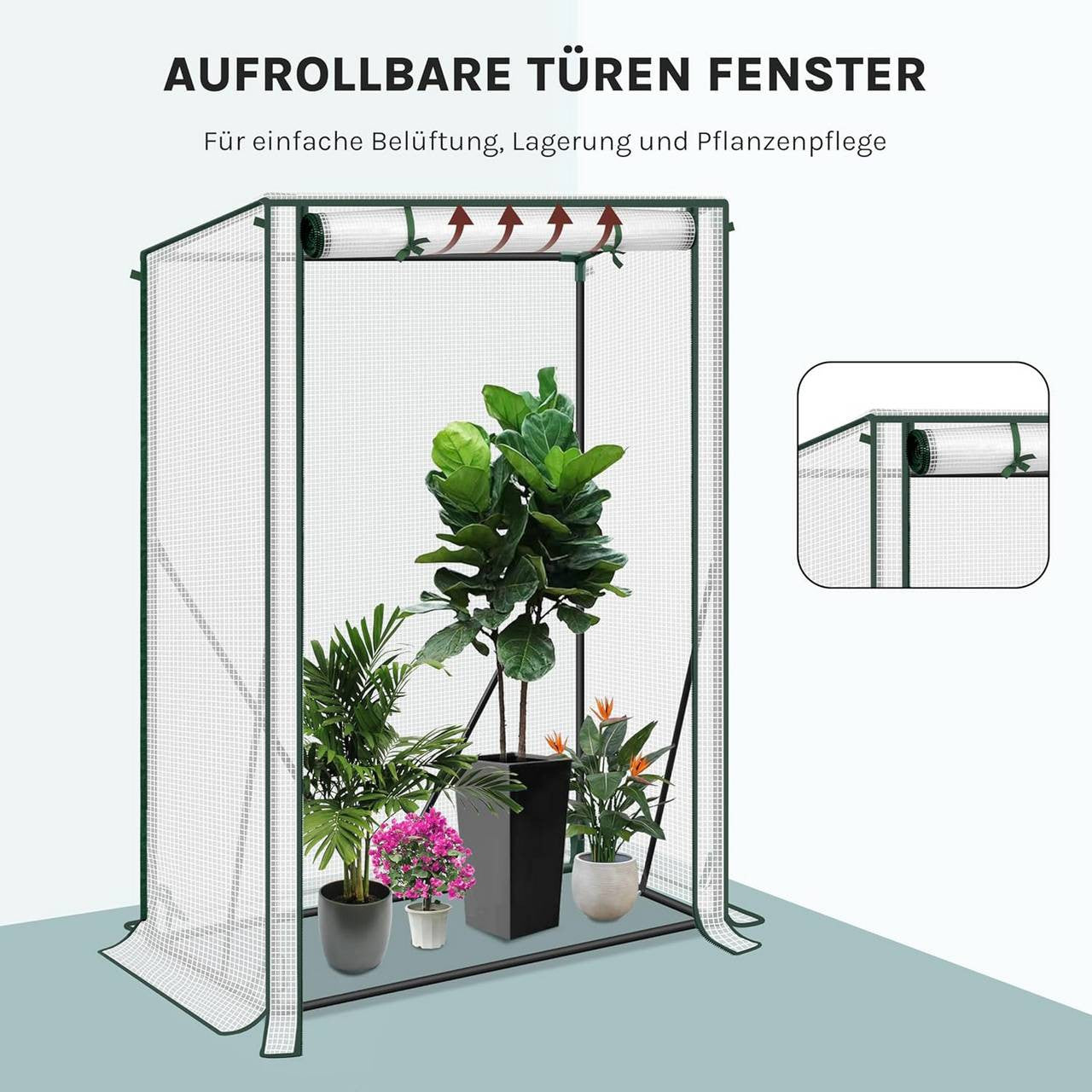 24goodz Mini Greenhouse - Weatherproof Protection - Easy Assembly - Steel and PE - For Garden Enthusiasts - White - ws