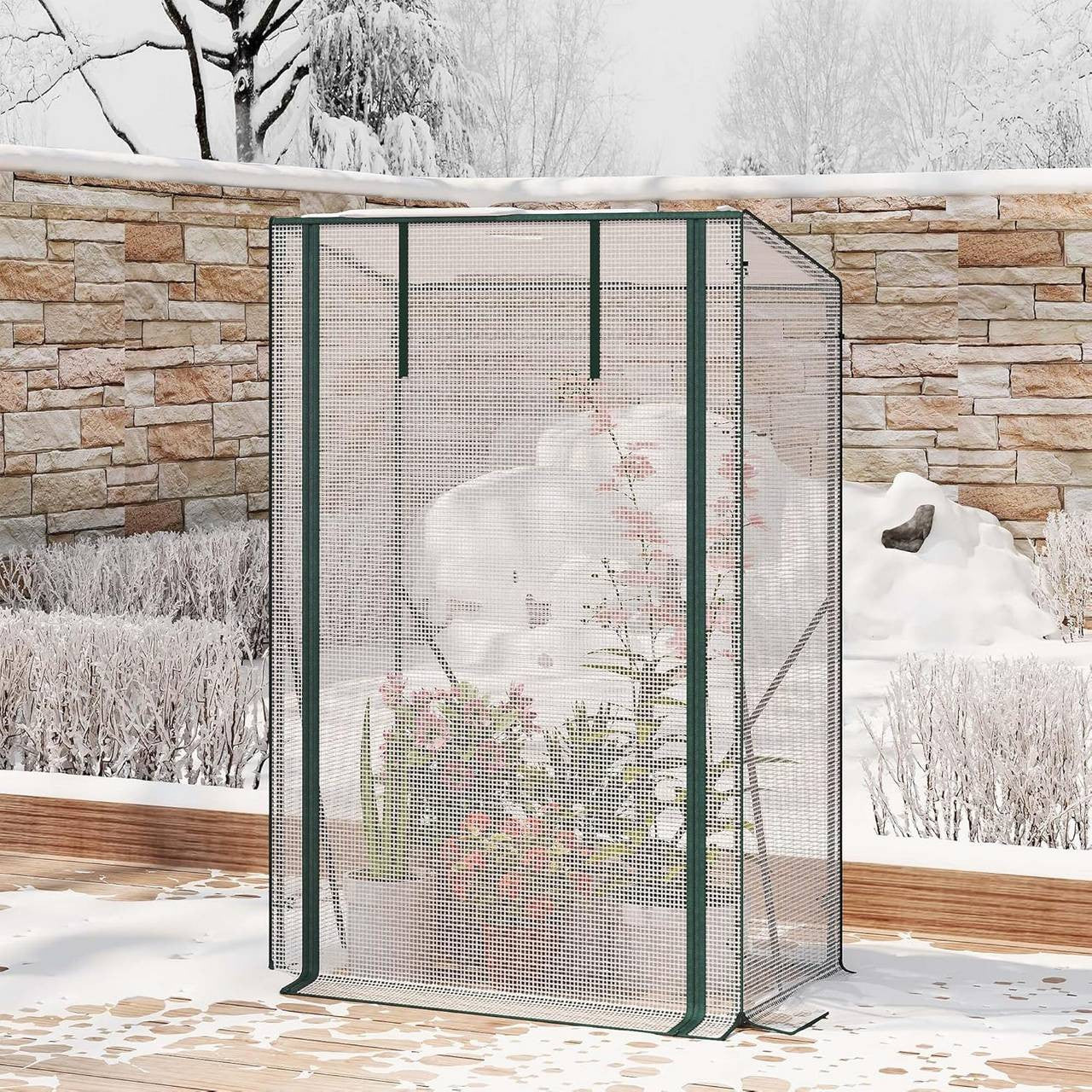 24goodz Mini Greenhouse - Weatherproof Protection - Easy Assembly - Steel and PE - For Garden Enthusiasts - White - ws