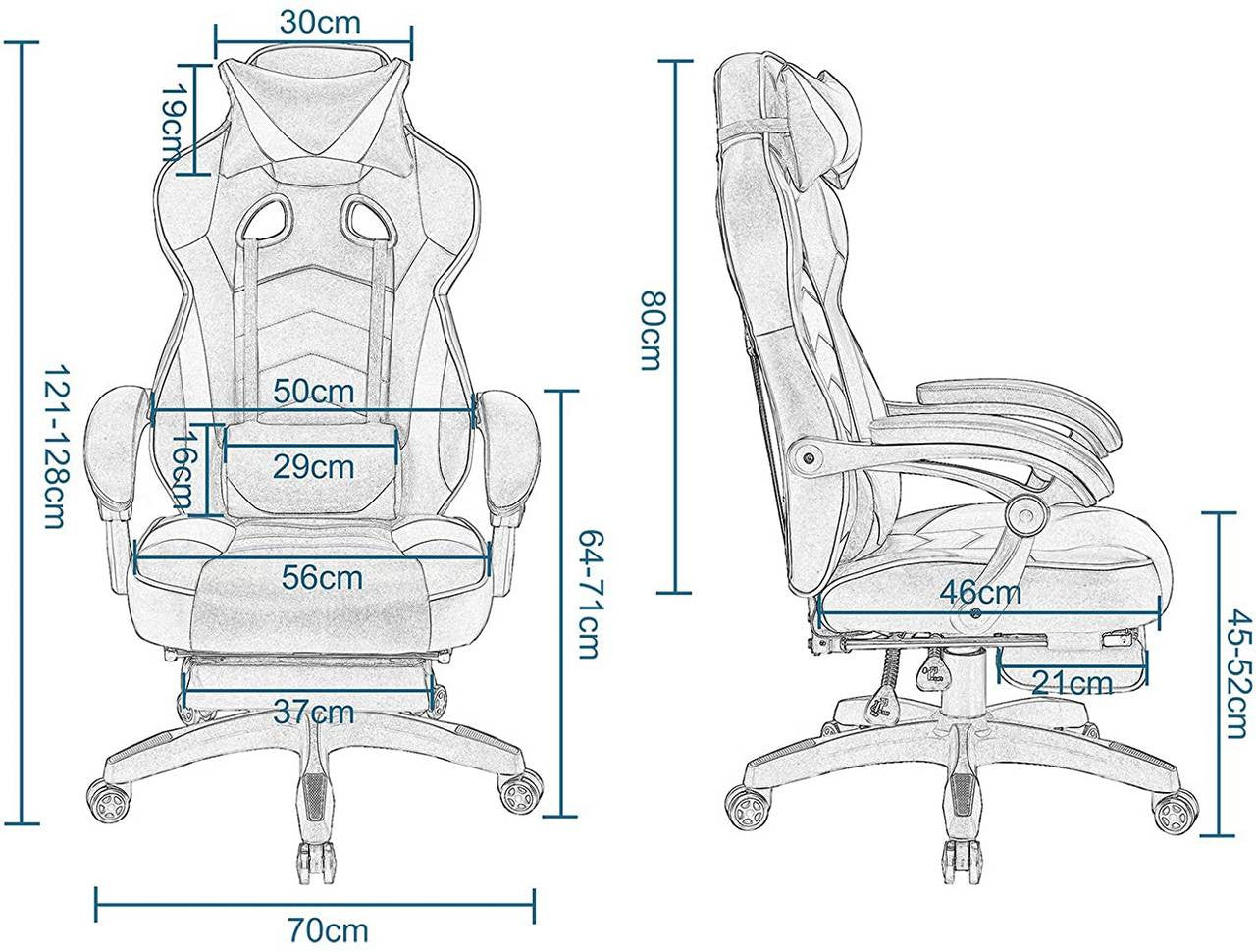 24goodz Gaming Chair with Headrest, Lumbar Support and Footrest - Ergonomic Design - Durable Materials - Black + Red
