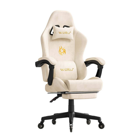 24goodz Ergonomic Gaming Chair - Intelligent Connected Armrests - 4D Adaptive System - PU - For Gamers and Home Office - Cream - cm