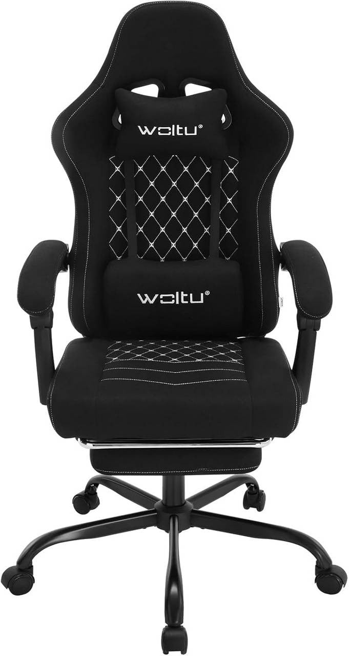 24goodz Gaming Chair with Massage Function - Ergonomic Design - Durable Mesh Fabric - For Gamers - Black