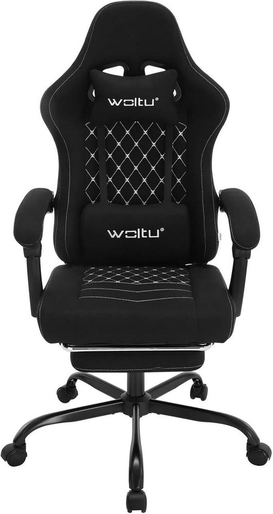 24goodz Gaming Chair with Massage Function - Ergonomic Design - Durable Mesh Fabric - For Gamers - Black