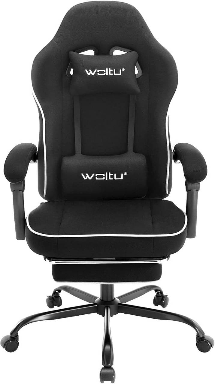 24goodz Gaming Chair with Pocket Spring Cushion - Breathable Comfort - Ergonomic Design - Metal Frame - For Gamers - Black