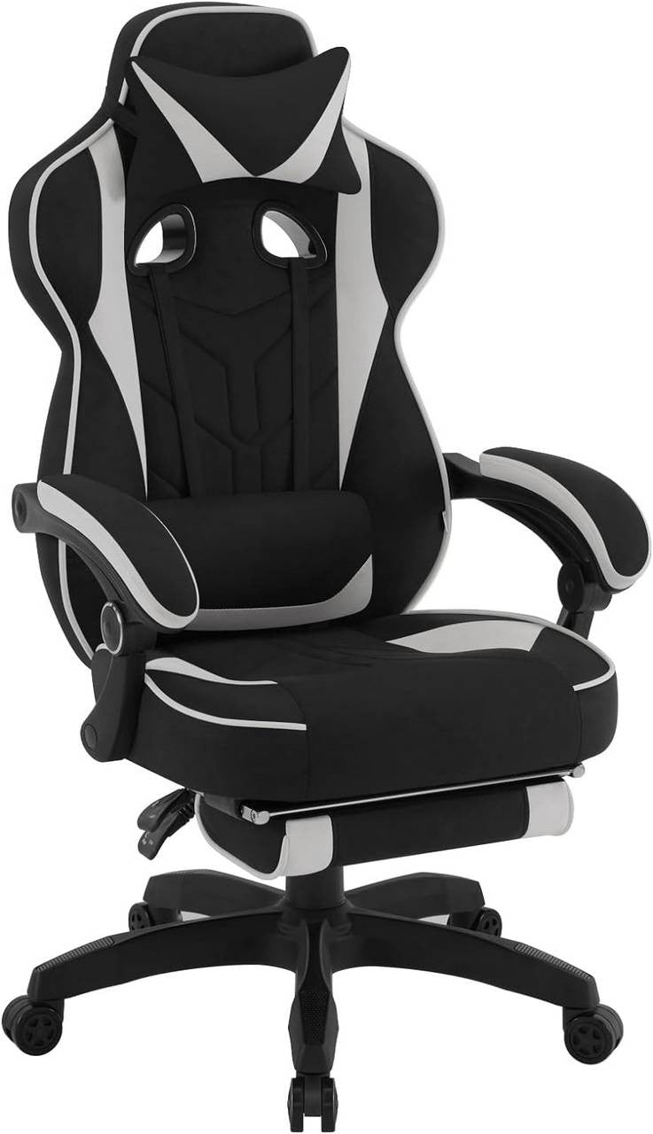 24goodz Gaming Chair - Breathable Leathaire Fabric - Ergonomic Design - Leathaire - For Gamers - Grey