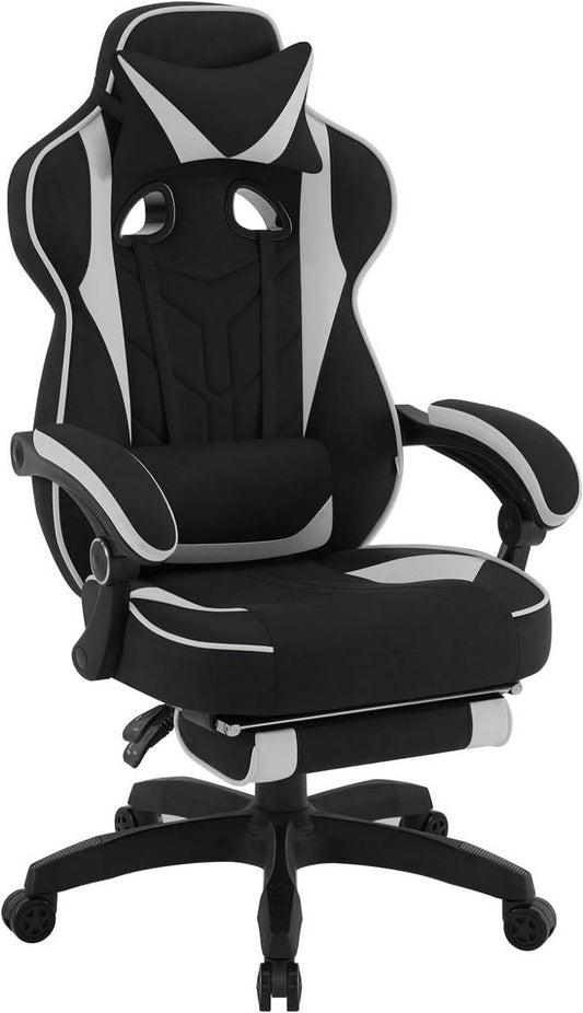 24goodz Gaming Chair - Breathable Leathaire Fabric - Ergonomic Design - Leathaire - For Gamers - Grey