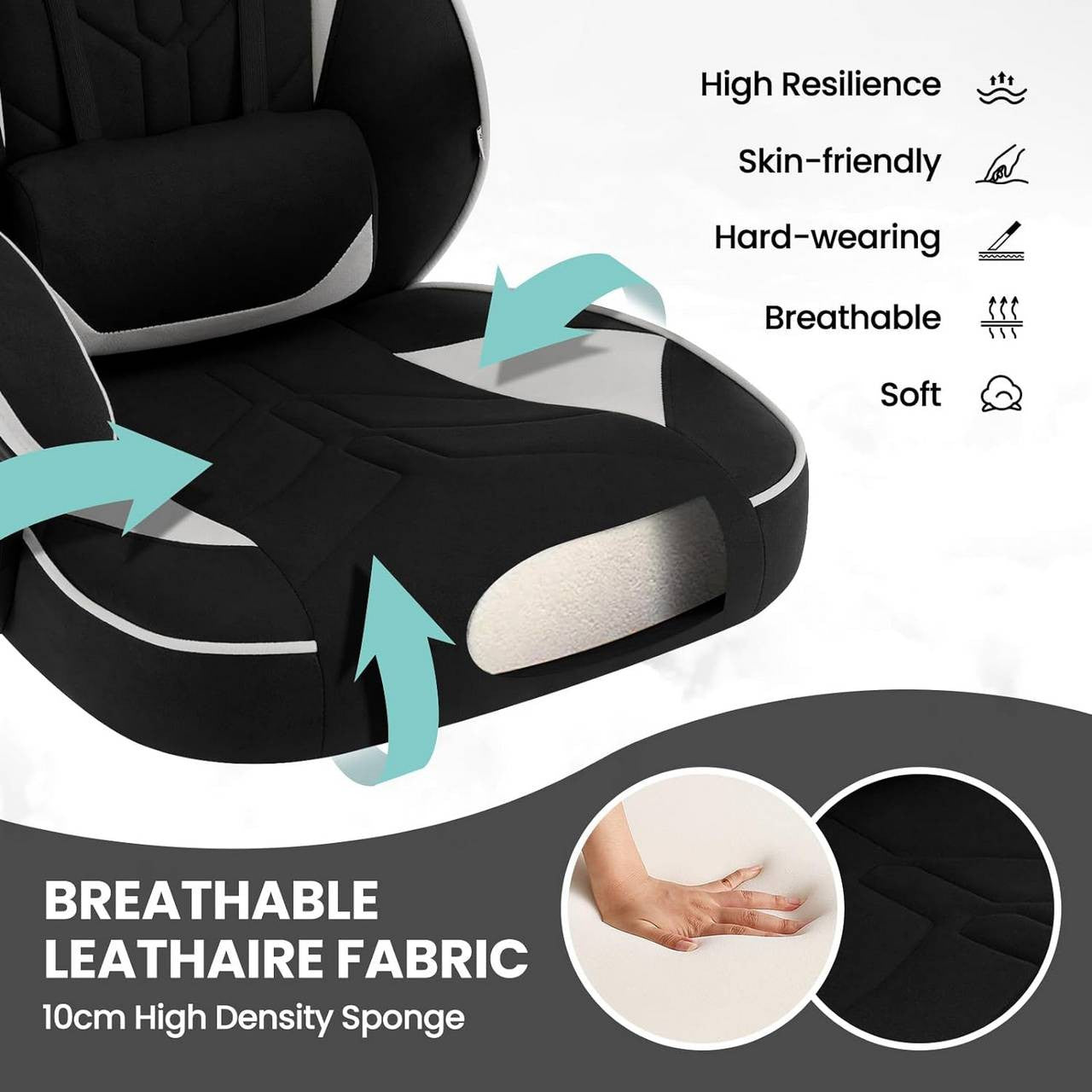 24goodz Gaming Chair - Breathable Leathaire Fabric - Ergonomic Design - Leathaire - For Gamers - Grey