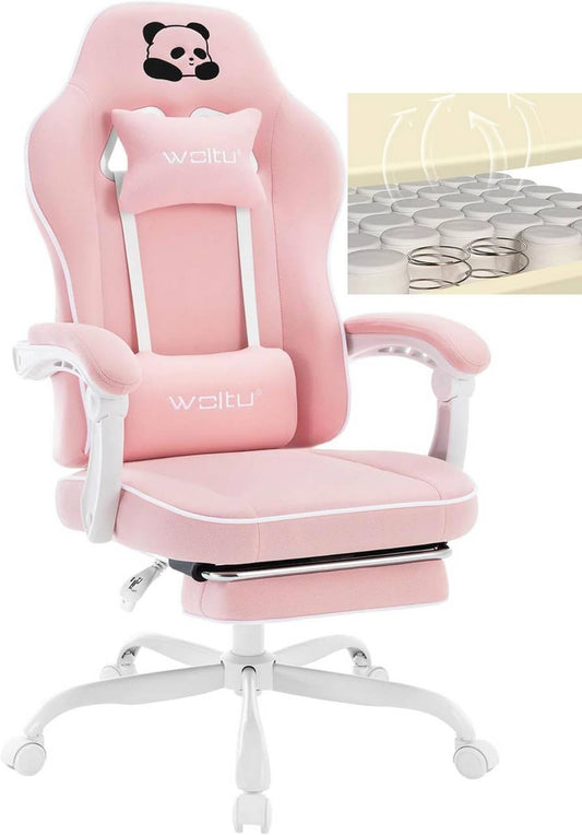 24goodz Gaming Chair - Breathable Comfort - Ergonomic Design - Mesh Fabric - For Gamers - Pink