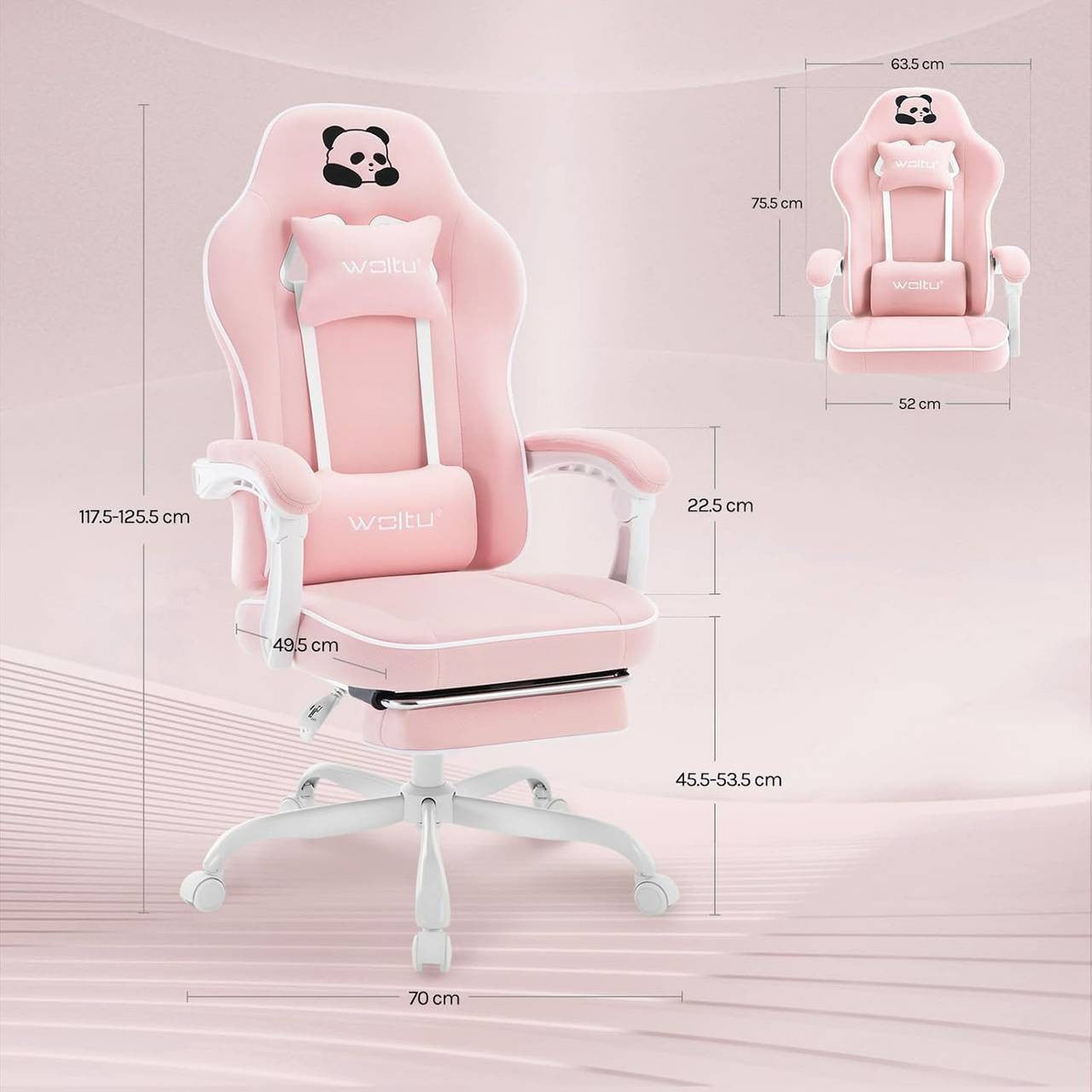 24goodz Gaming Chair - Breathable Comfort - Ergonomic Design - Mesh Fabric - For Gamers - Pink