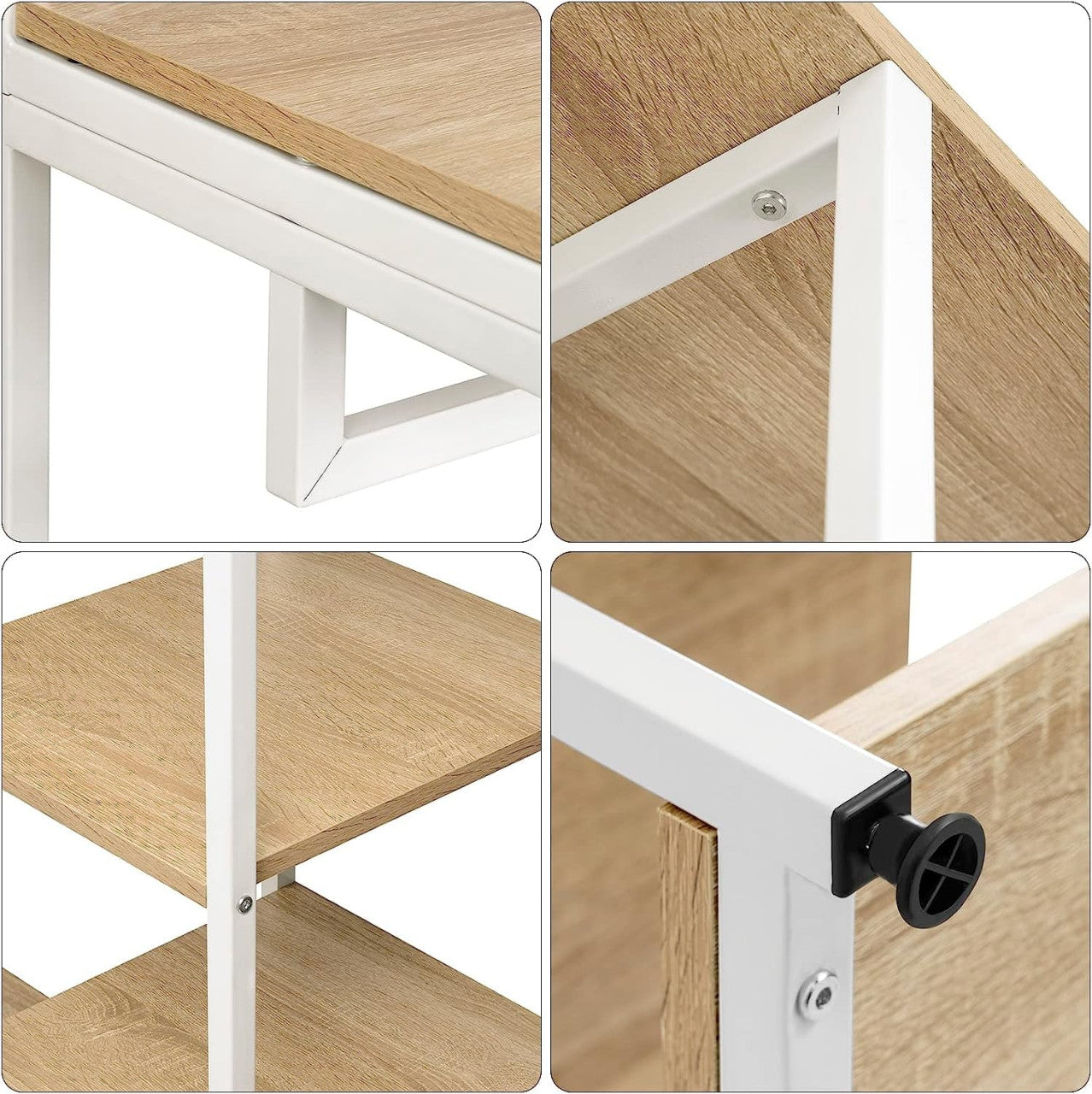 24goodz Clothes Rack with Shelf - Practical Storage Solution - Durable MDF and Steel - For Home Use - White Oak - whe