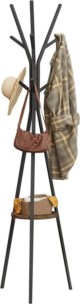 24goodz Tree-Shaped Coat Rack - Stylish Organization Solution - Rust-Proof Metal Frame - For Home and Hotel - Black - sdc