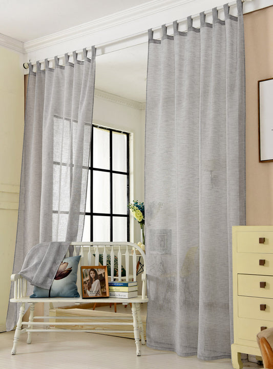24goodz Sheer Curtain Scarf in Linen Look - Durable and Breathable - 100% Polyester - For Every Room - Dark Grey 140x245 cm - dgr