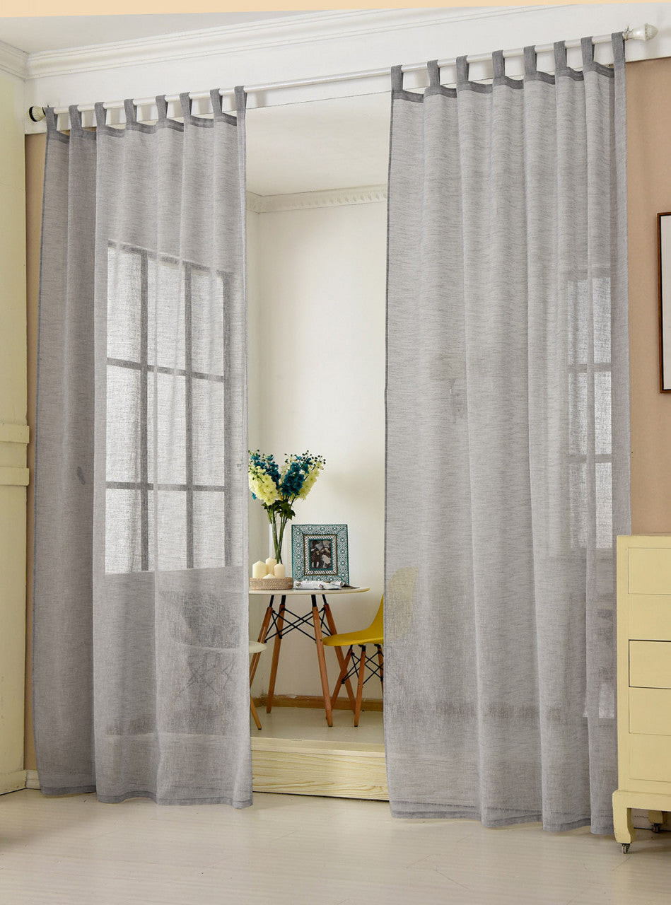 24goodz Sheer Curtain with Loops - Elegant Linen Look - 100% Polyester - For Living Room and Bedroom - Dark Grey - 140x225 cm - dgr