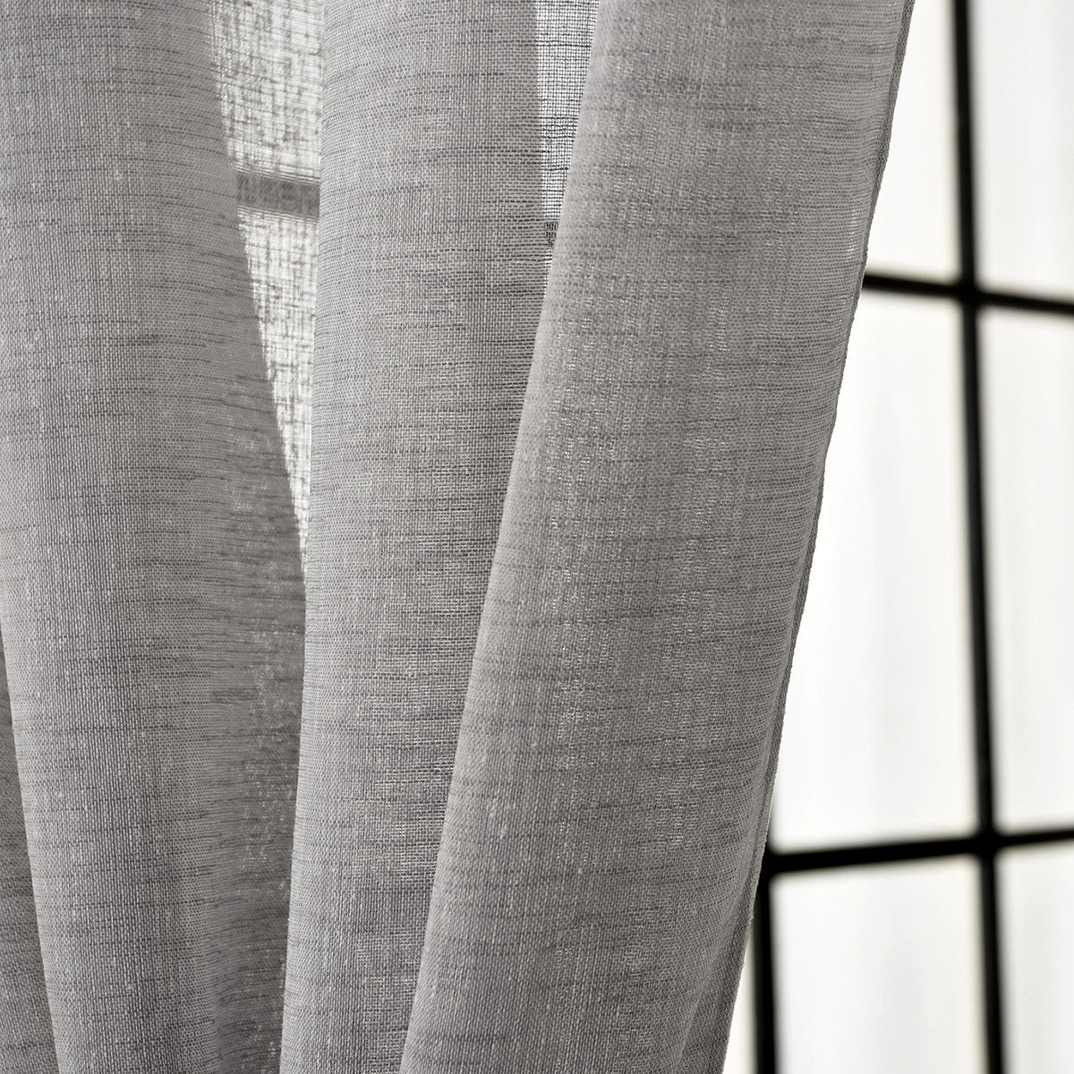 24goodz Sheer Curtain Scarf in Linen Look - Durable and Breathable - 100% Polyester - For Every Room - Dark Grey 140x245 cm - dgr