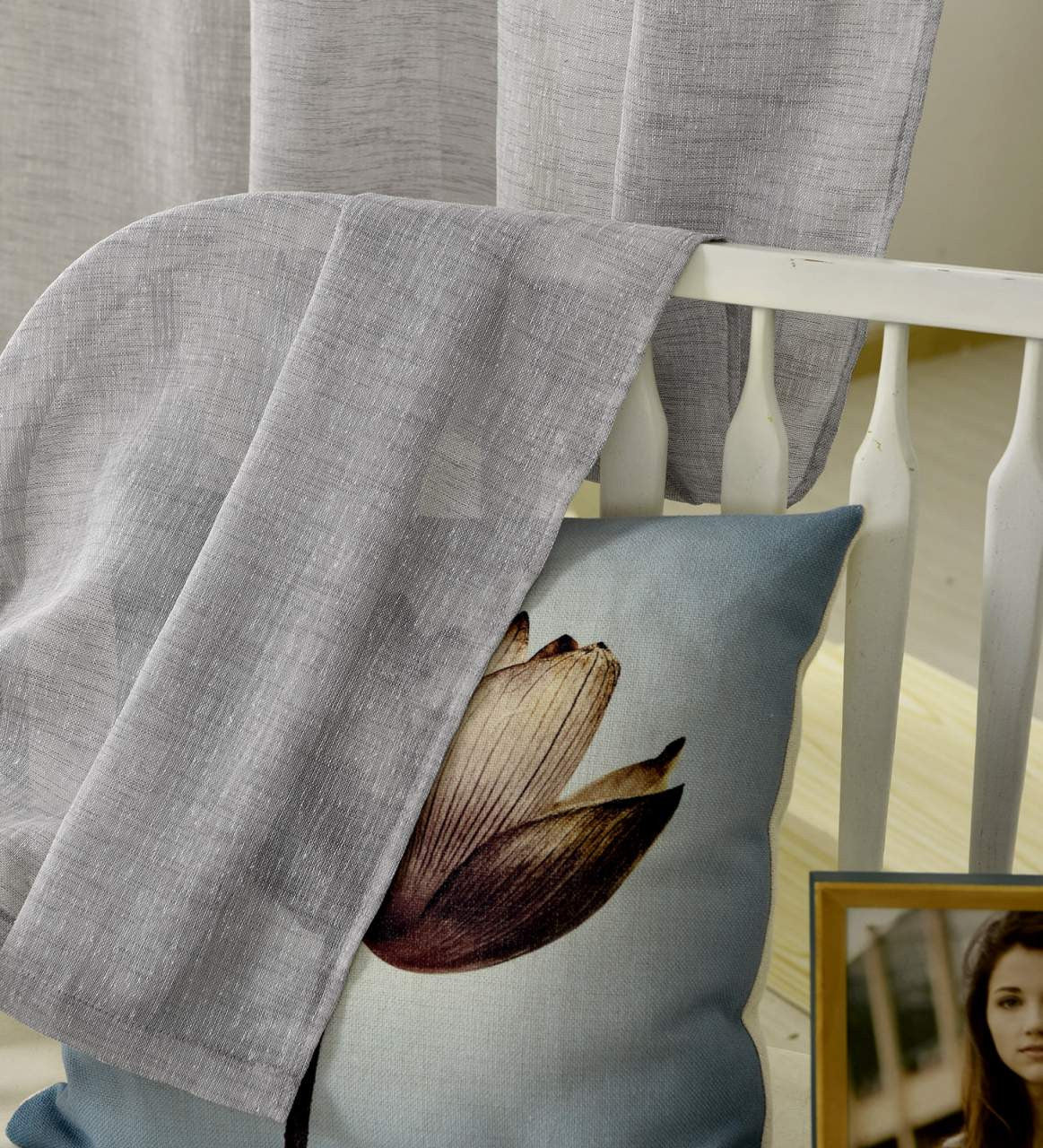 24goodz Sheer Curtain Scarf in Linen Look - Durable and Breathable - 100% Polyester - For Every Room - Dark Grey 140x245 cm - dgr