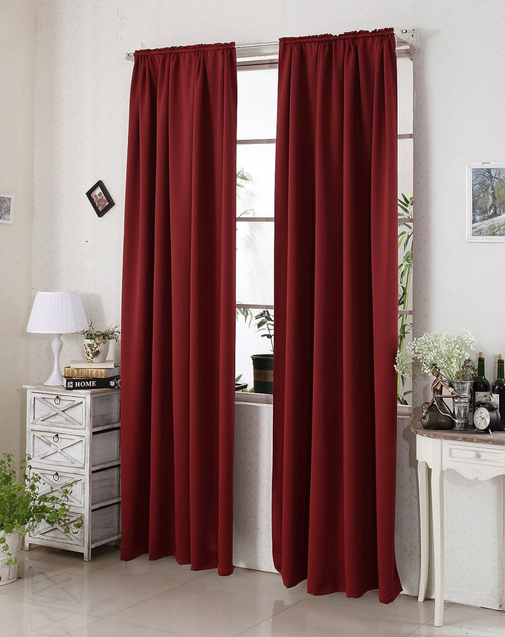 24goodz Blackout Curtain 250g/m² with Ruffle Band - Durable and Stylish - 100% Polyester - For Home and Office - Bordeaux 135x245 cm - bd