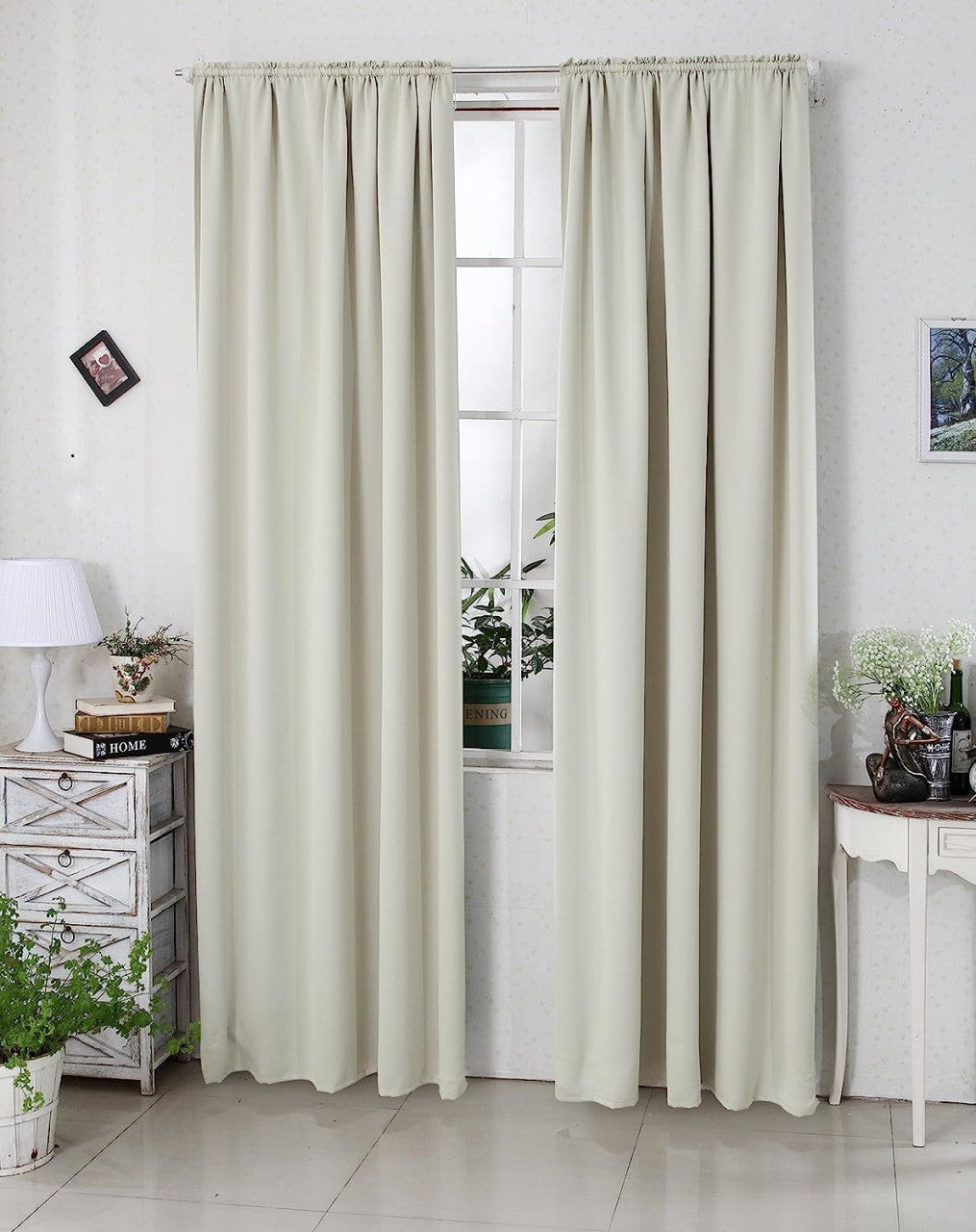 24goodz Blackout Curtain 250g/m² with Ruffle Tape - High Durability - Energy Saving - 100% Polyester - Beige - 135x225 cm