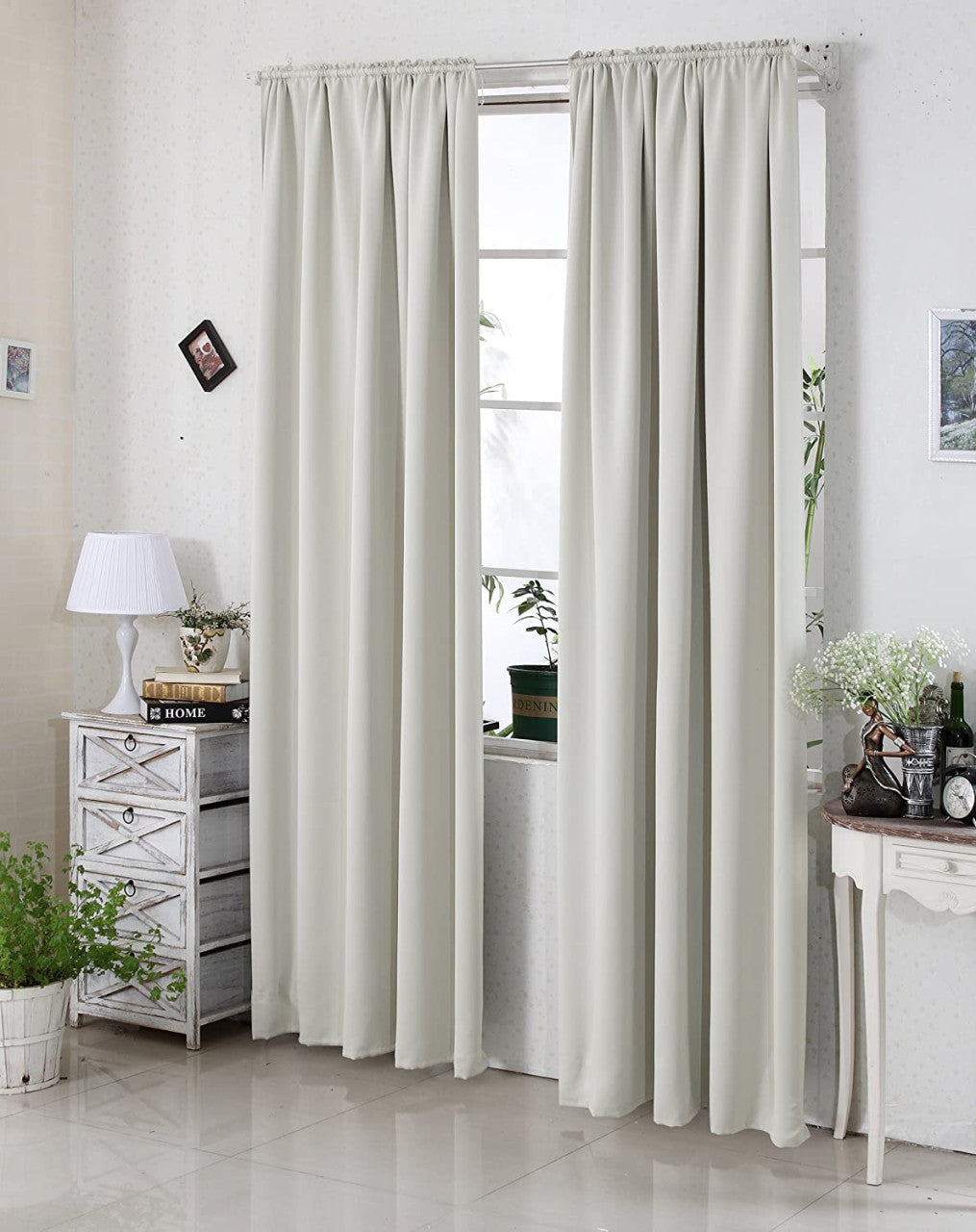 24goodz Blackout Curtain 250g/m² with Ruffle Tape - Stylish and Durable - 100% Polyester - For Home, Office, or School - Cream 135x245 cm