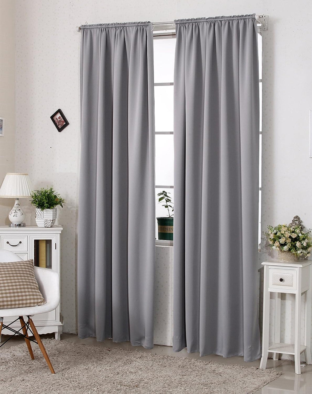 24goodz Blackout Curtain 250g/m² with Ruffle Tape - Energy Saving - Sound Absorbing - 100% Polyester - Dark Grey - 168x229 cm - dg