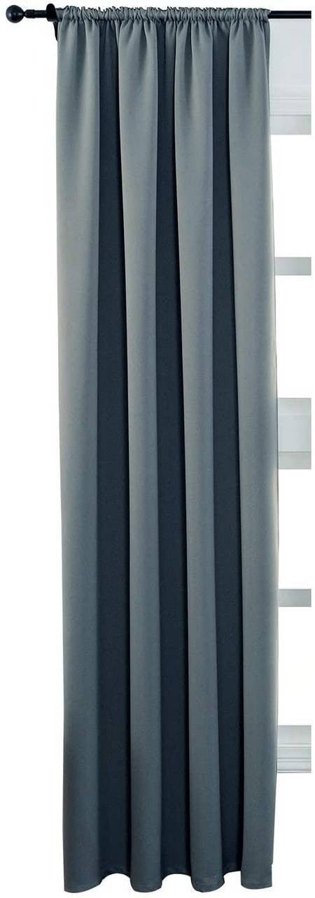 24goodz Blackout Curtain 250g/m² with Ruffles - Elegant Design - 100% Polyester - For Home & Office - Light Grey 135x245 cm - sfgr